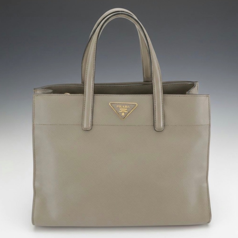 PRADA Saffiano Shoulder Bag Tan Leather